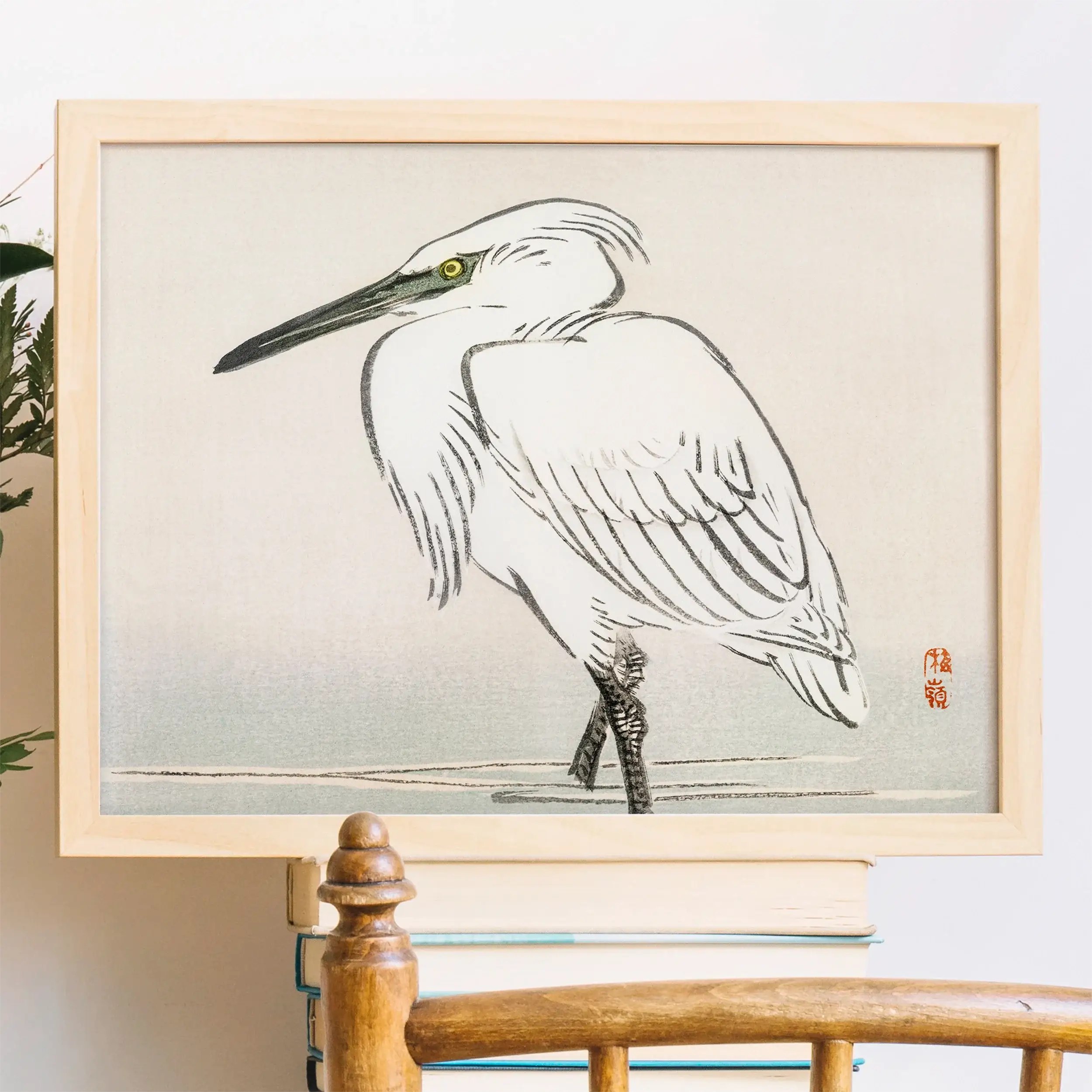 Snowy Egret - Kōno Bairei Era Kacho-e Art Print Posters Prints & Visual Artwork