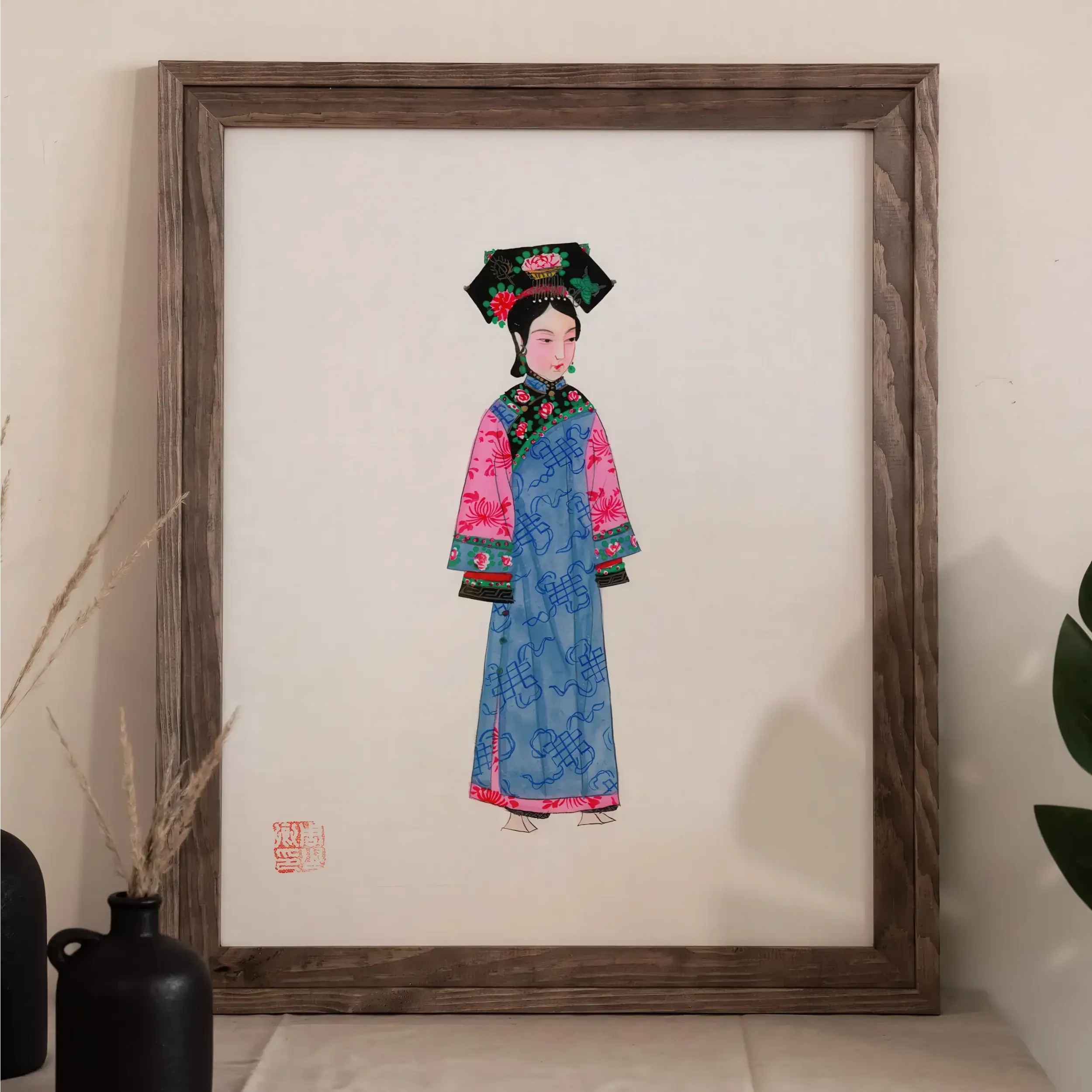 Noblewoman - Qing Dynasty Manchu Fashion Art Print Posters Prints & Visual Artwork