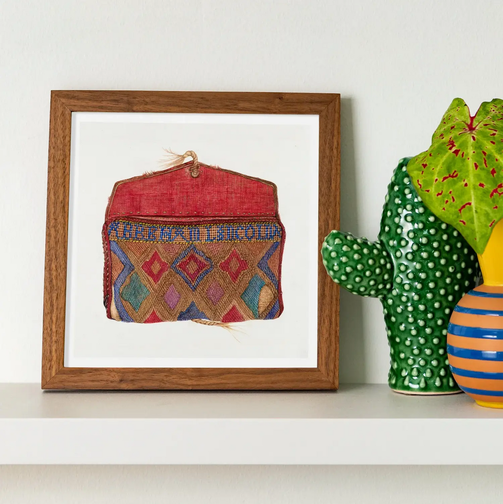 Zakboek - Norma Lockwood 1930s Modekunstdruk, Ingelijst Kunstwerk Traditionele Textiel Tas Geometrische Patronen Rood