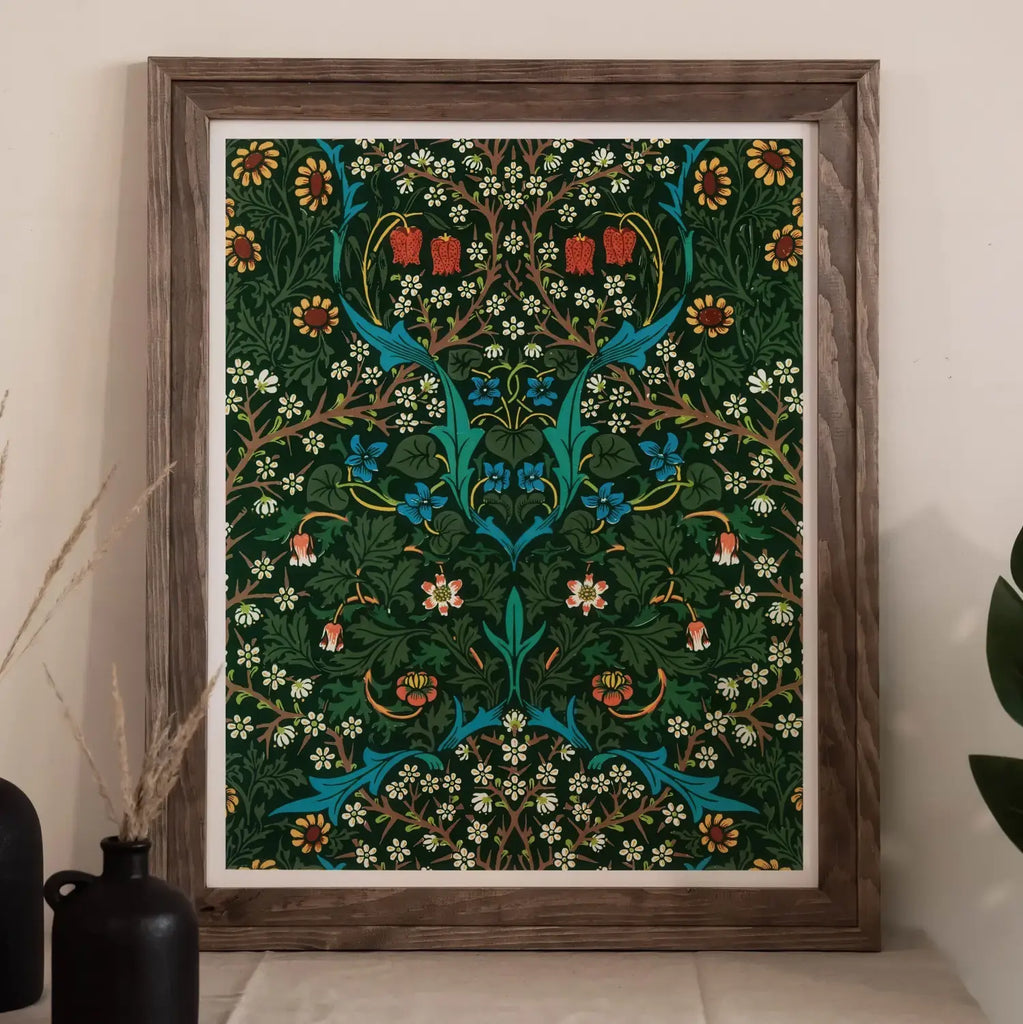 Blackthorn Hawthorn - William Morris Florals Art Print, 11’’x14’’ / Unframed, Framed Floral Art Print Intricate Botanical Patterns Rich