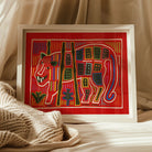 Roaring Tiger Appliqué - Mola Embroidery Art Print Posters Prints & Visual Artwork