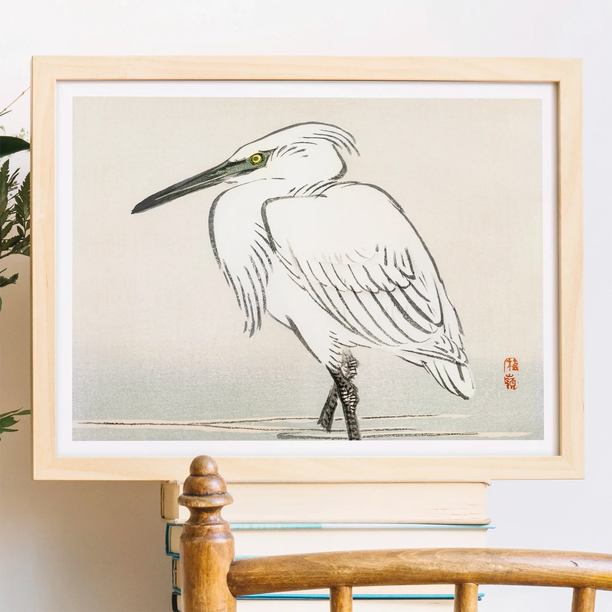 Snowy Egret - Kōno Bairei Kacho-e Art Print Posters Prints & Visual Artwork