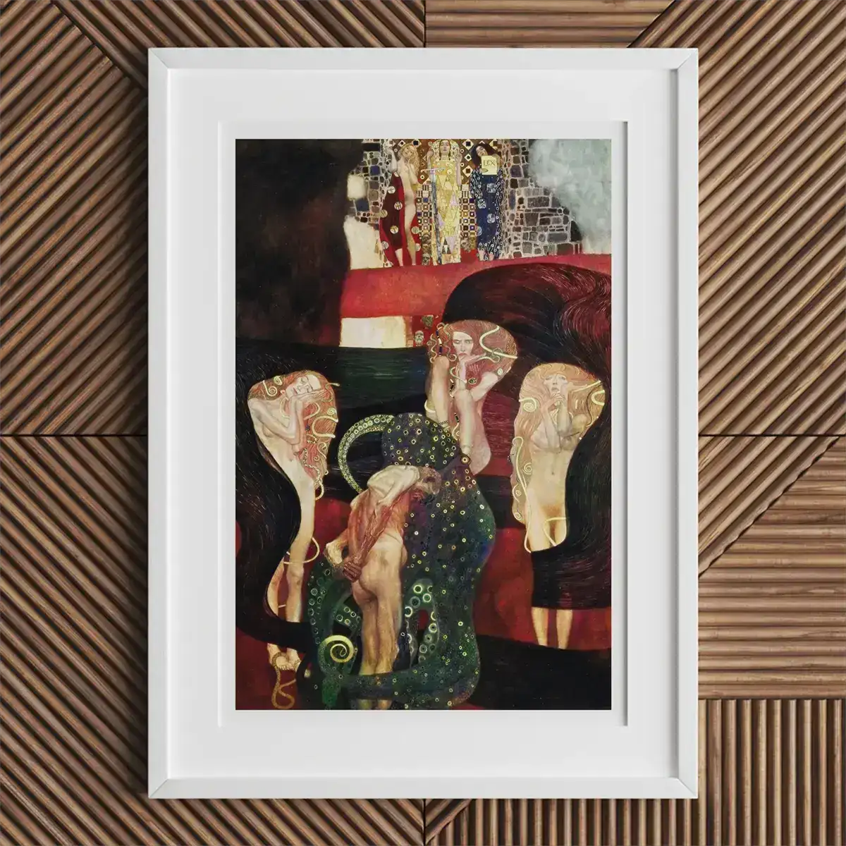 Peinture encadrée de Gustav Klimt montrant la Sécession viennoise et l'essence d'Adele Bloch-Bauer.