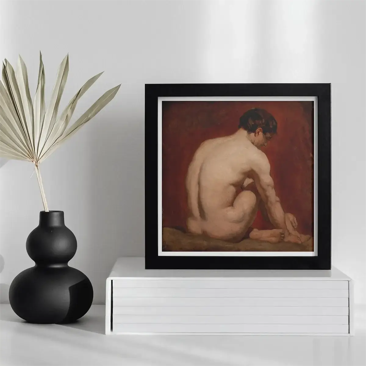 Gerahmtes Aktgemälde von William Etty, das männliche Akte des 19. Jahrhunderts zeigt.