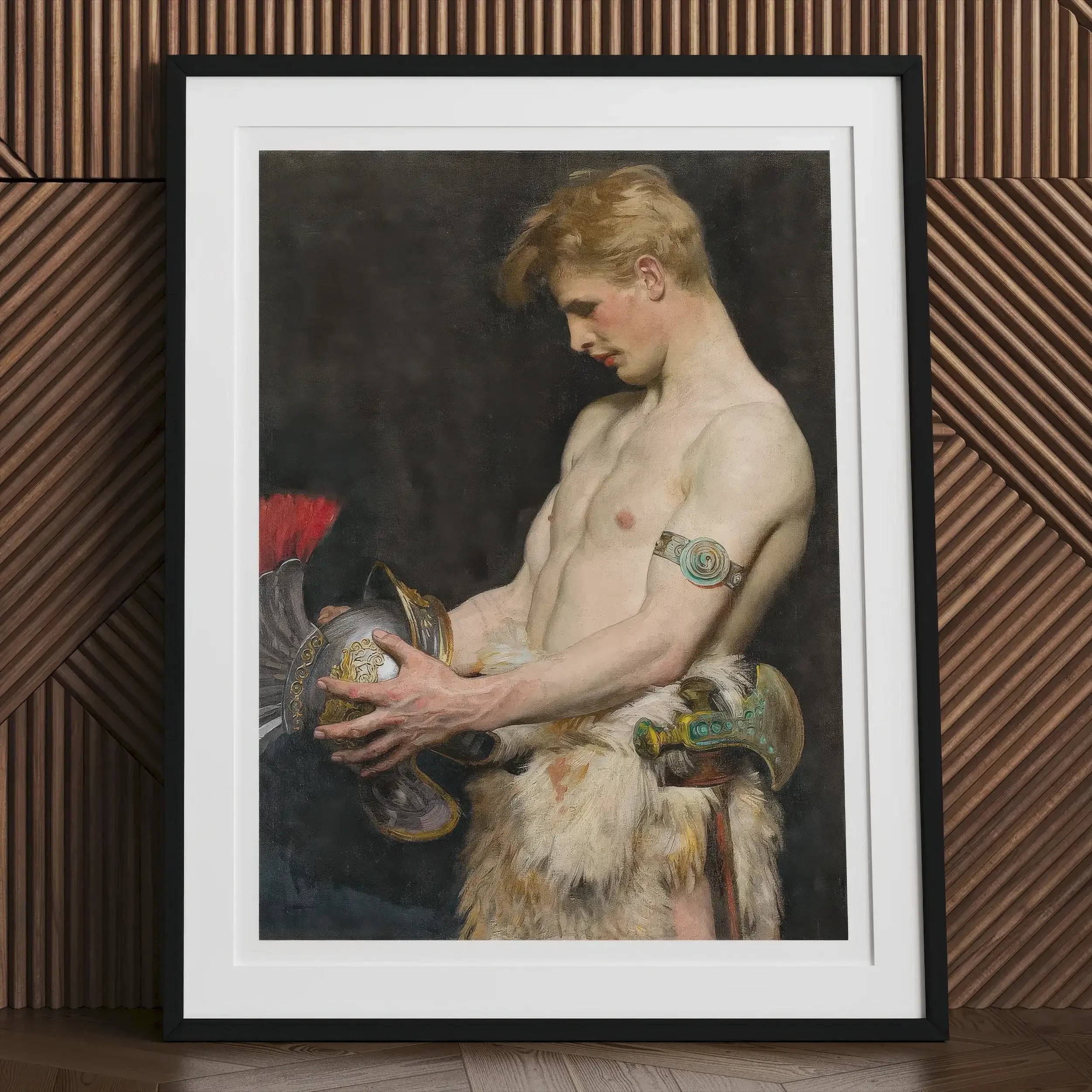 Germanic Warrior with Helmet - Osmar Schindler Gay Art Print Posters Prints & Visual Artwork