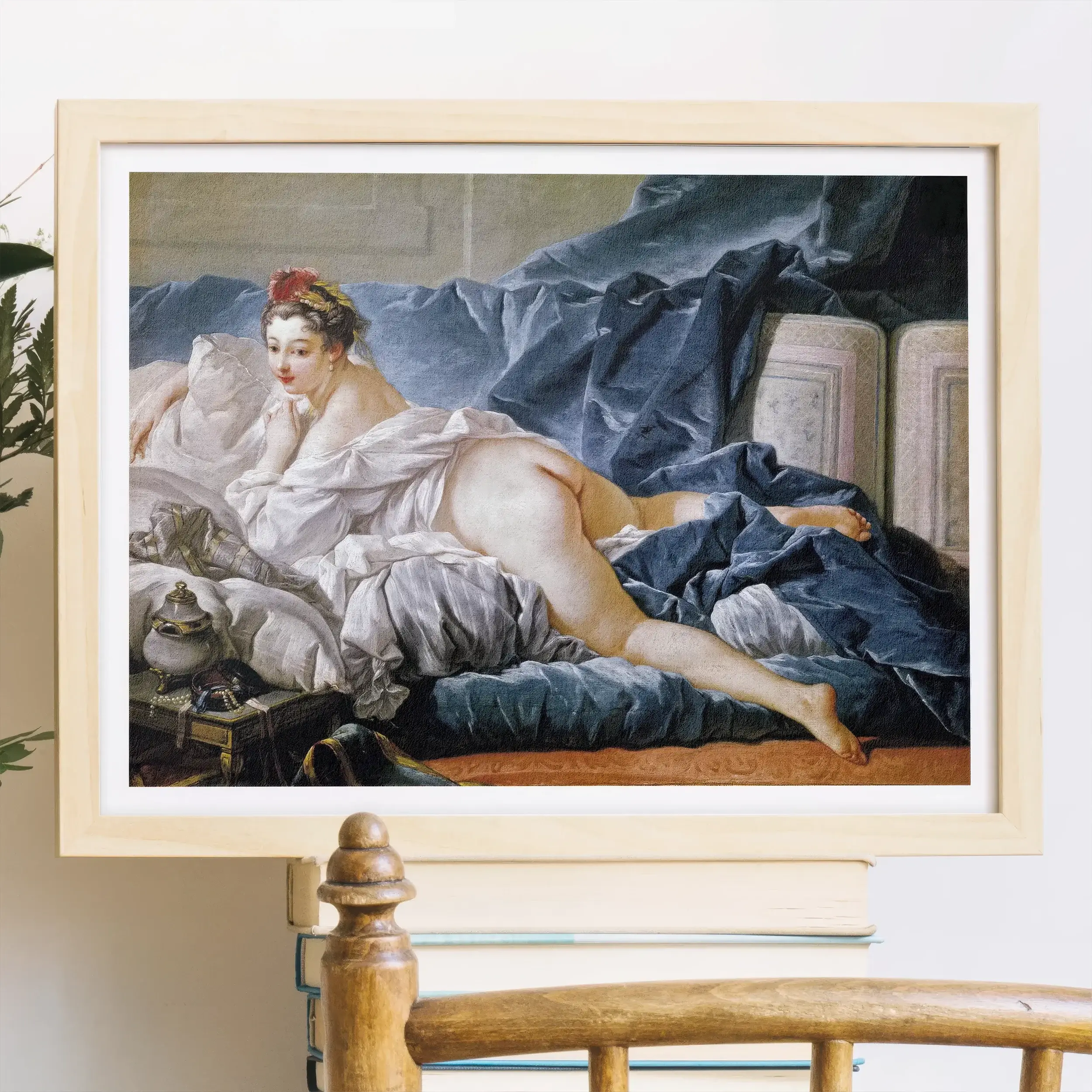 Brunette Odalisque - Francois Boucher Rococo Nude Art Print Posters Prints & Visual Artwork