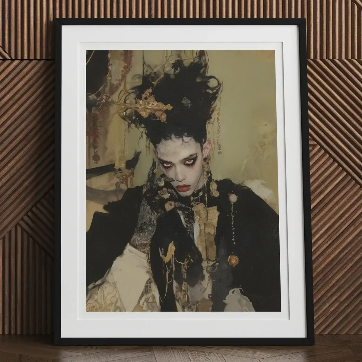 Framed portrait painting inspired by Stoker’s Dracula showcasing true blood and queer vampire lore