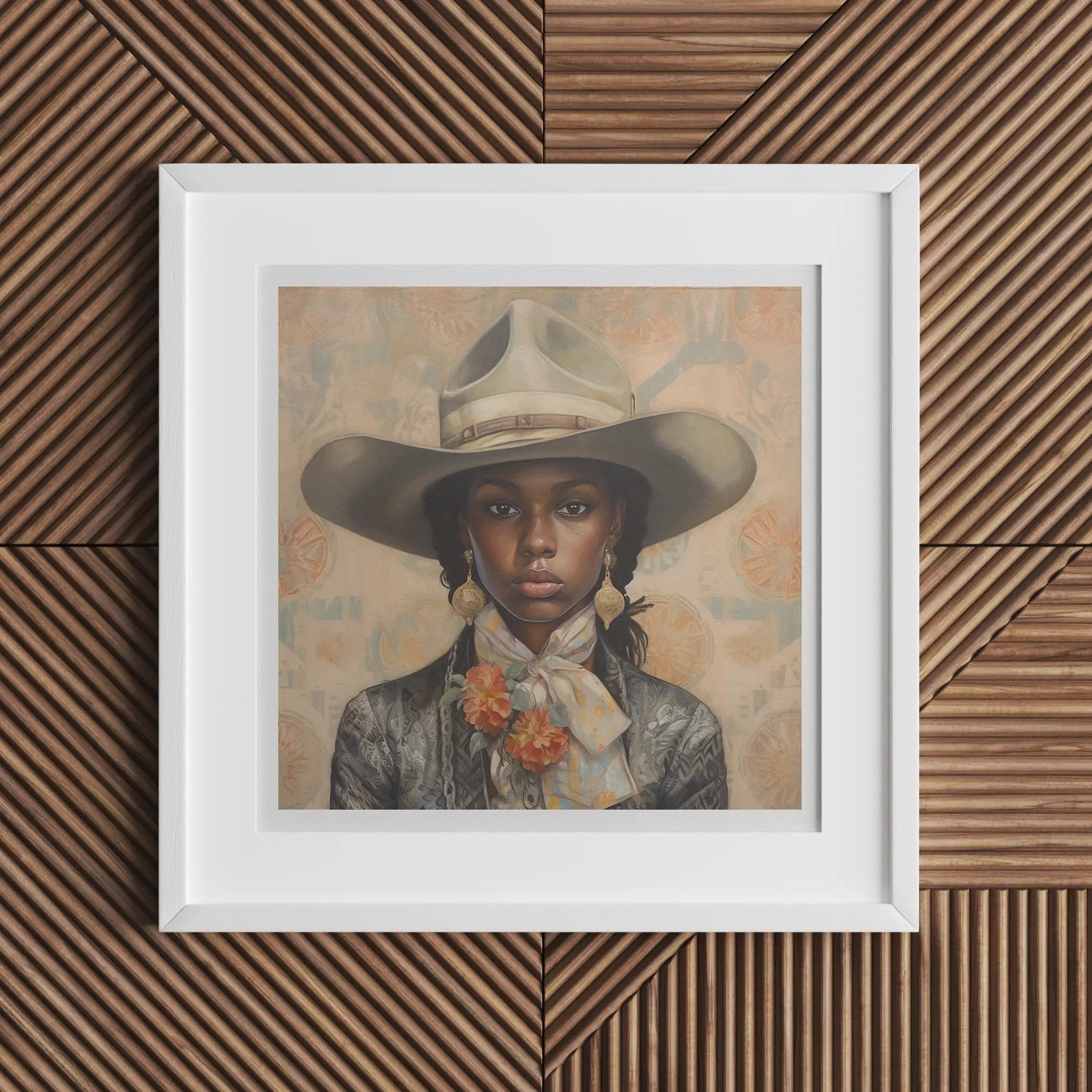 Letitia - Femme Black Lesbian Cowgirl Art Print 16’’x16’’ Posters Prints & Visual Artwork