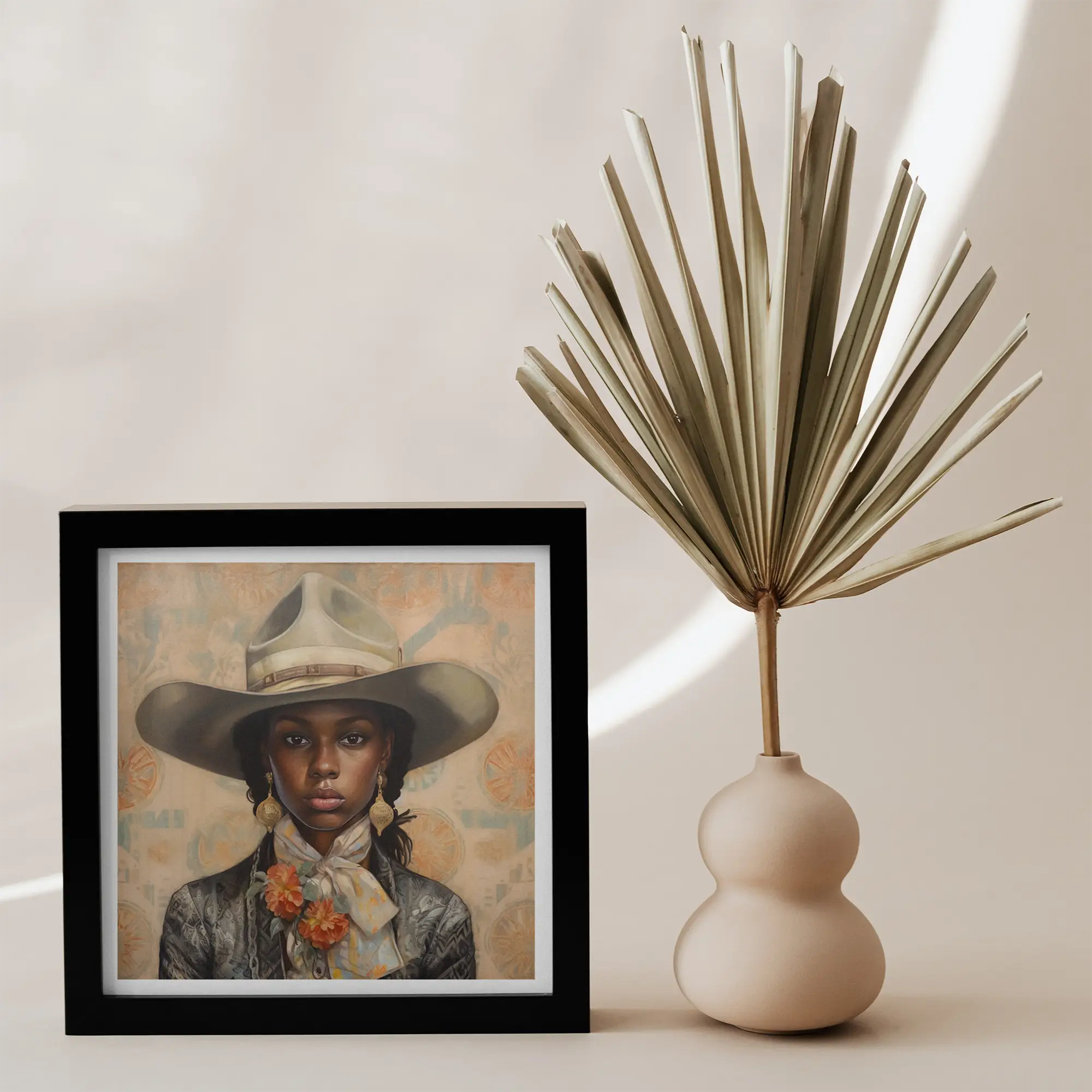 Letitia - Femme Black Lesbian Cowgirl Art Print 12’’x12’’ Posters Prints & Visual Artwork