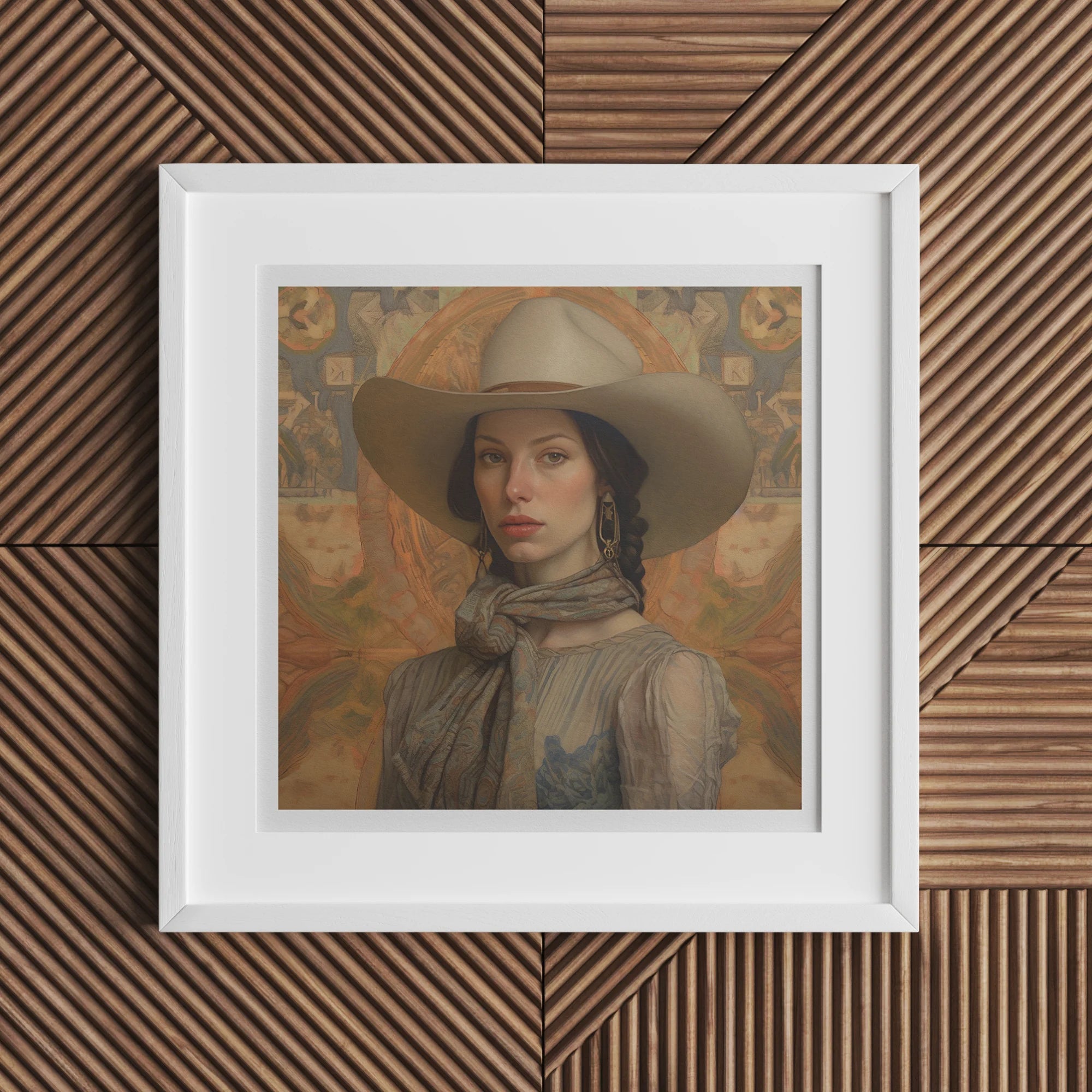 Jamie - Femme Lesbian Cowgirl Art Print 16’’x16’’ Posters Prints & Visual Artwork