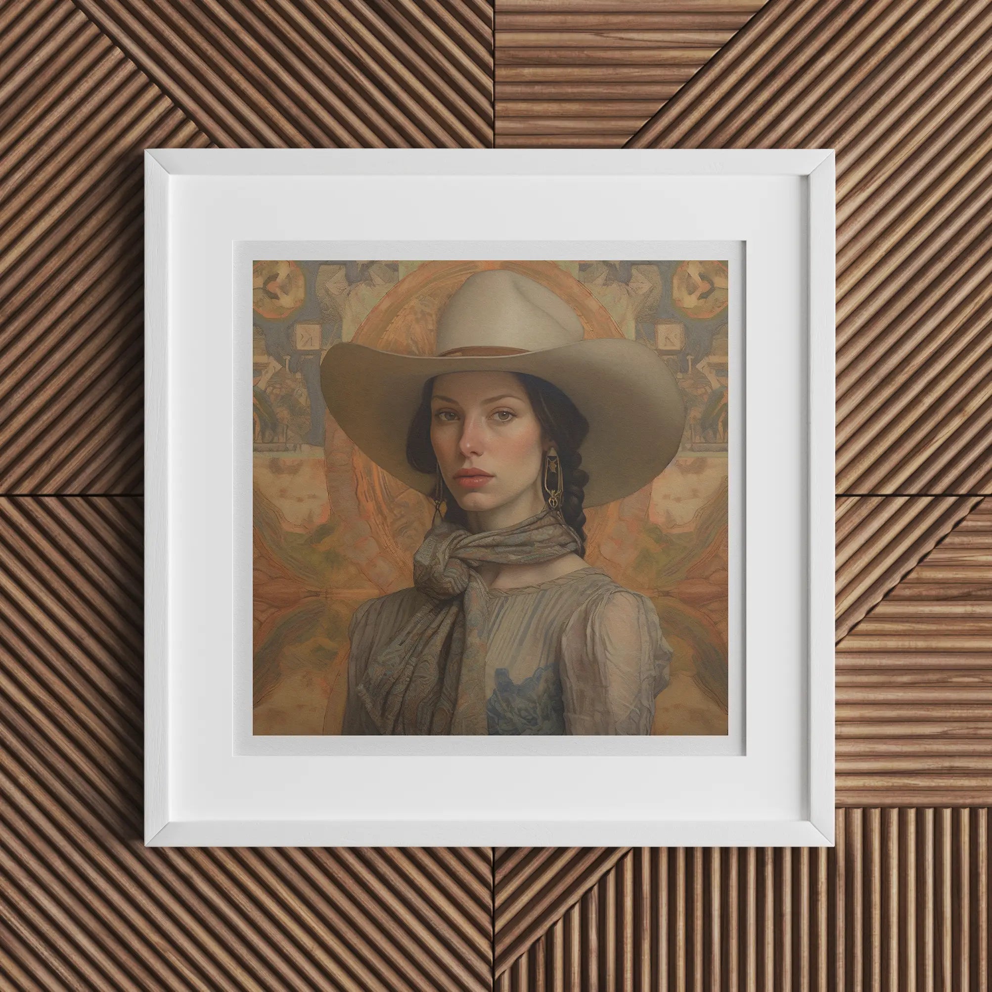 Jamie - Vintage Femme Lesbian Cowgirl Art Print 16’’x16’’ Posters Prints & Visual Artwork