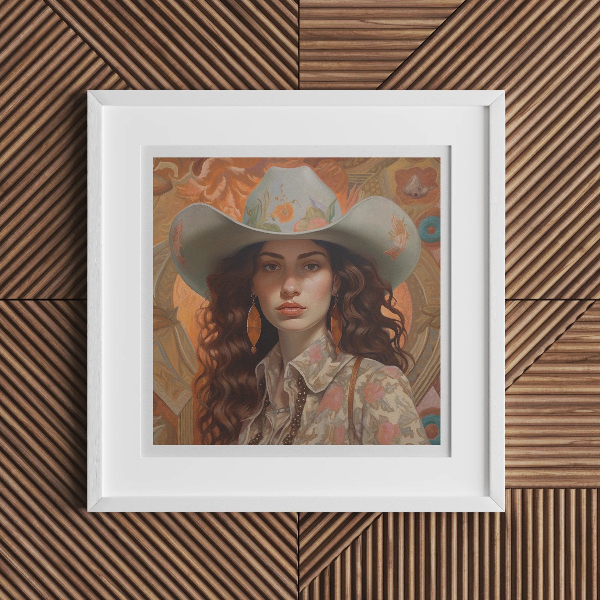 Nina - Femme Jewish Lesbian Cowgirl Art Print 16’’x16’’ Posters Prints & Visual Artwork