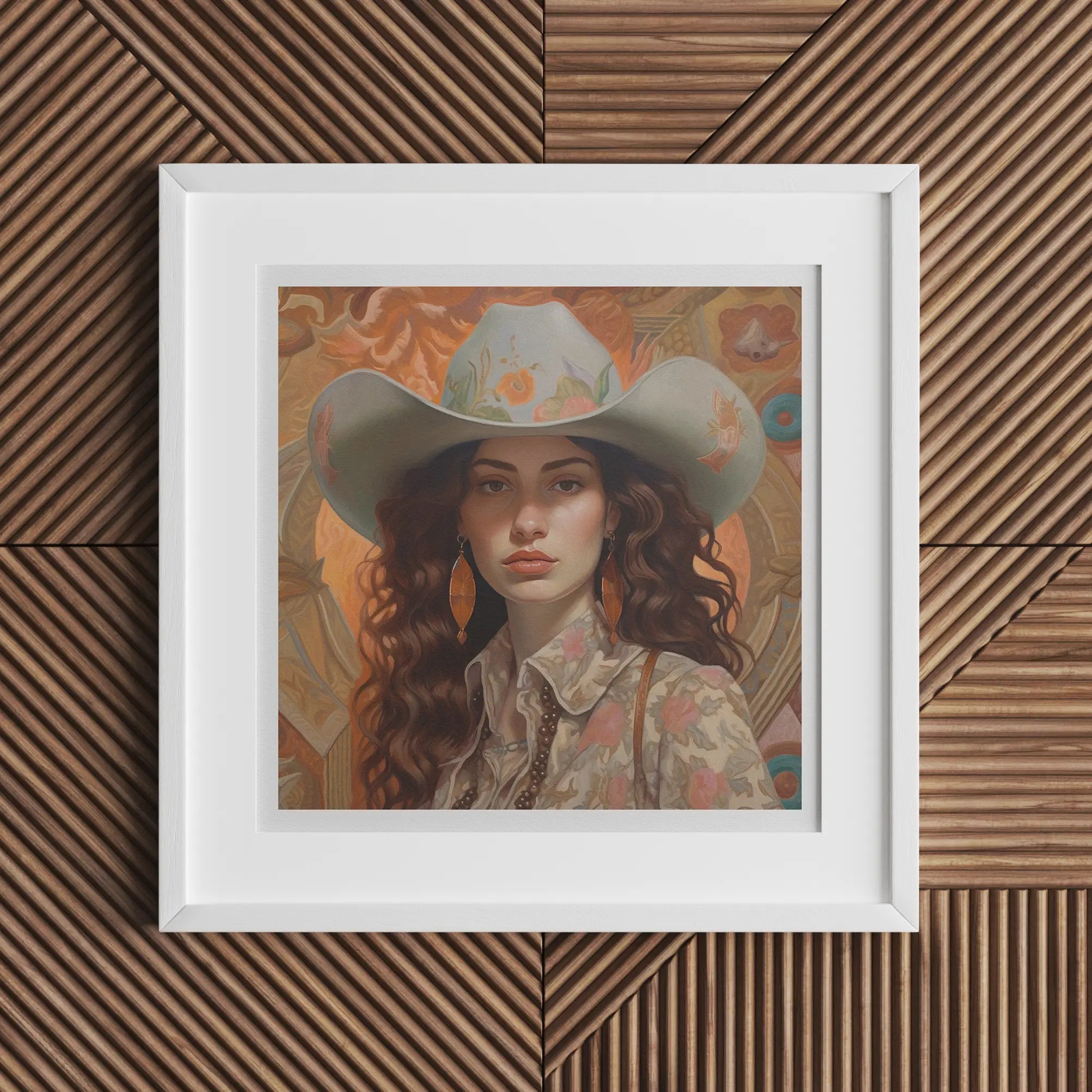 Nina - Femme Jewish Lesbian Cowgirl Art Print 16’’x16’’ Posters Prints & Visual Artwork