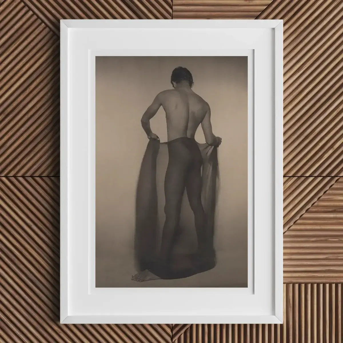 Framed sepia-toned photograph showcasing Lionel Wendt’s work in Wendt’s Ceylon