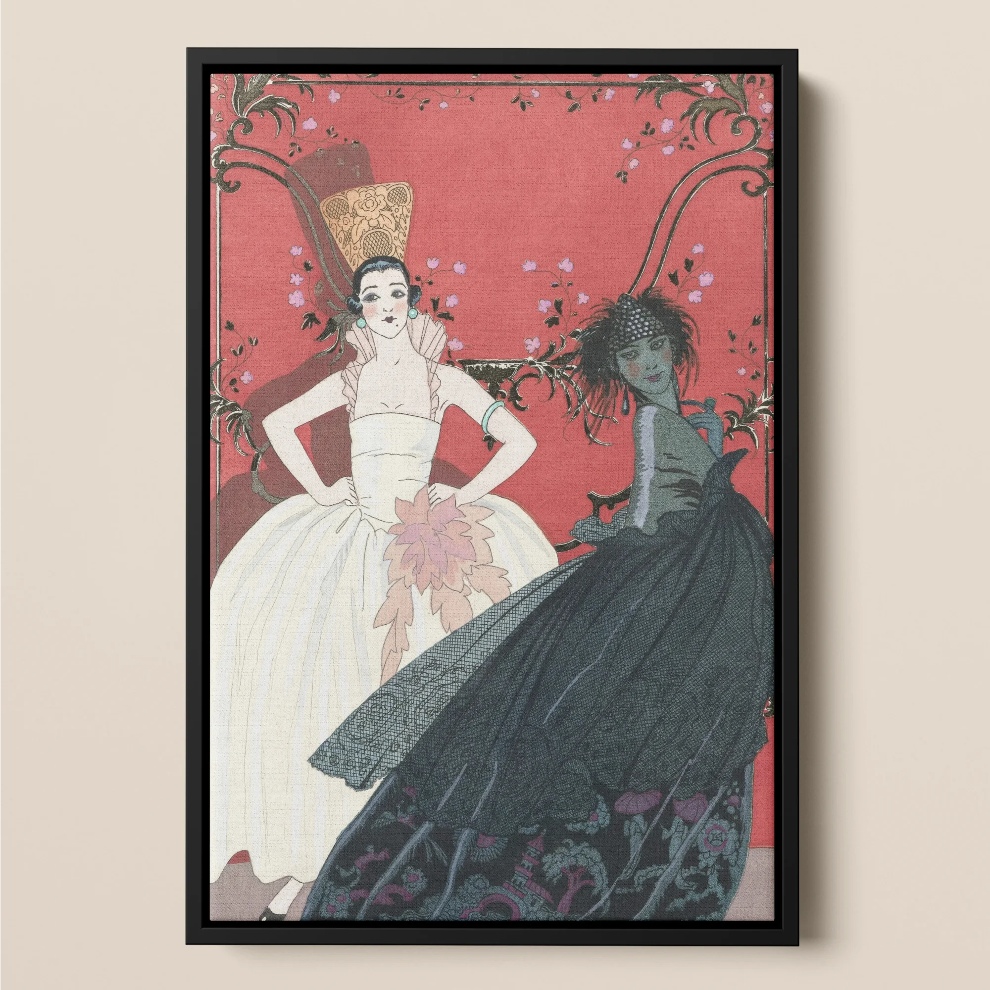 Le Jour et La Nuit - George Barbier Framed Canvas Posters Prints & Visual Artwork