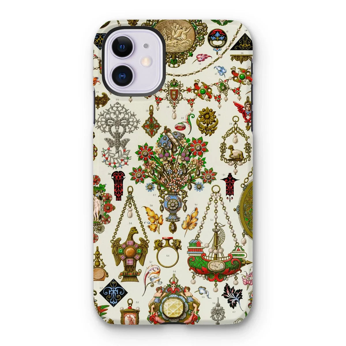 French Jewelry - Auguste Racinet Iphone Case, 11 / Matte, Ornate Iphone Case Collage Vintage Jewelry Decorative Elements