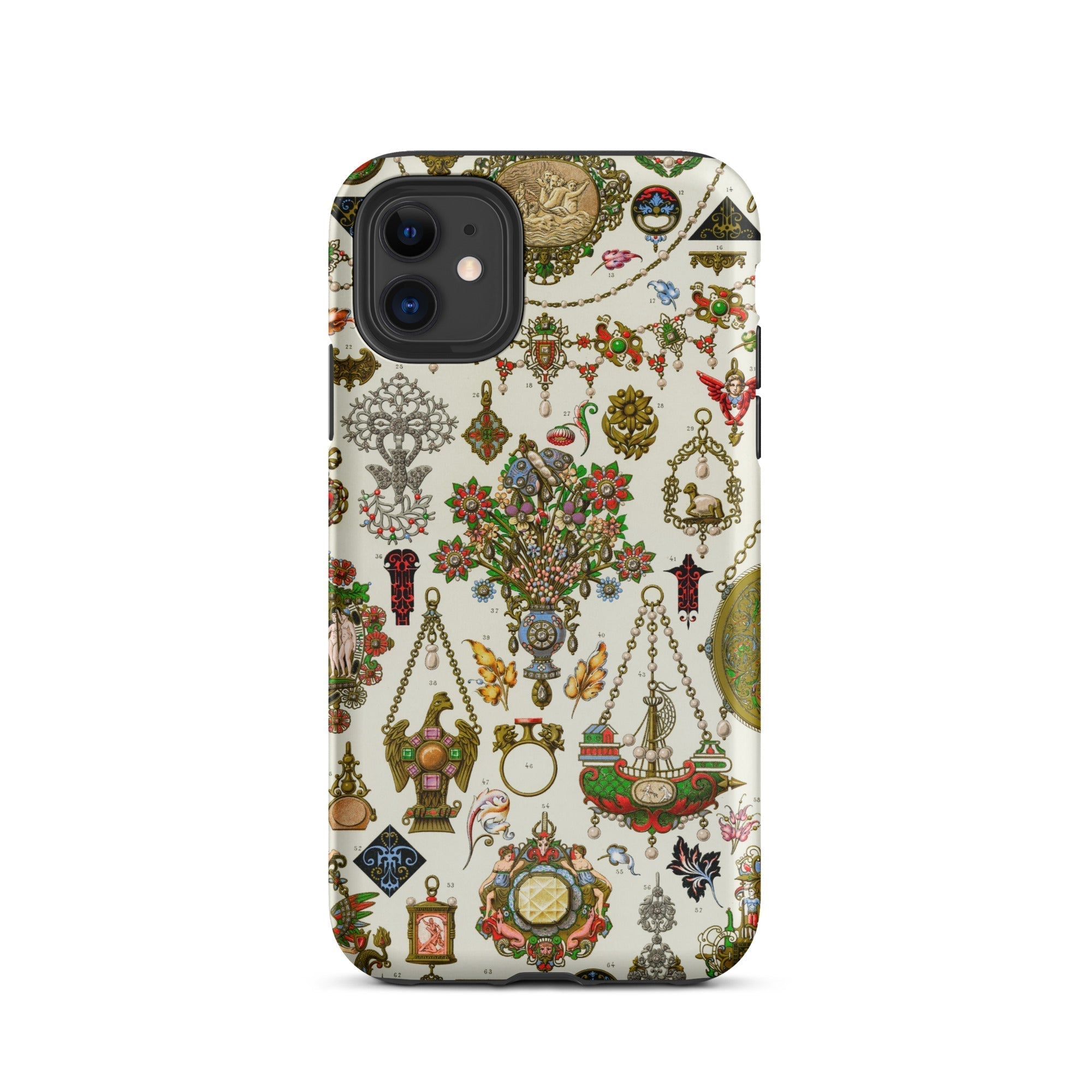 French Jewelry Auguste Racinet Iphone Case, 11 / Matte, Ornate Patterned Phone Case