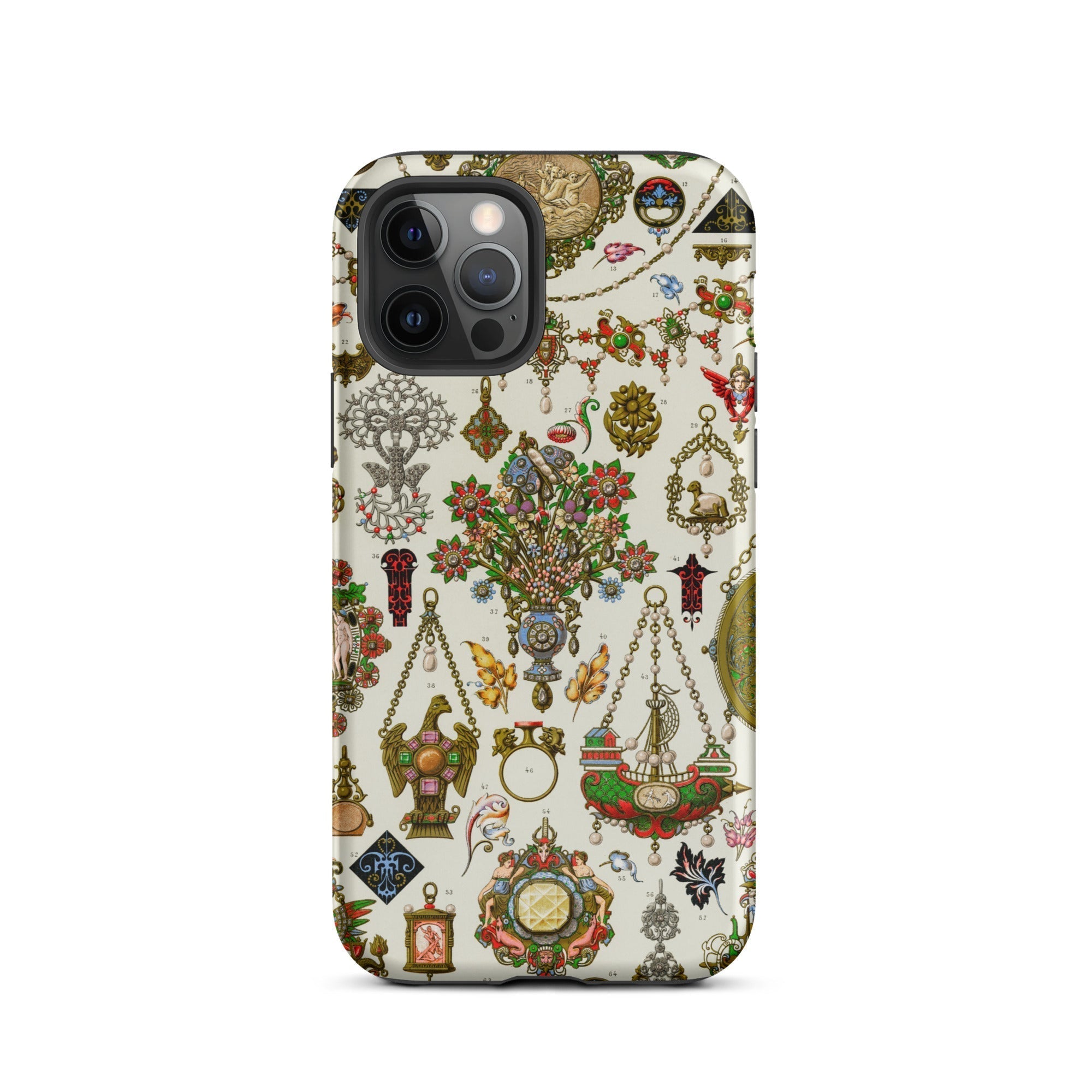 French Jewelry Auguste Racinet Iphone Case, 12 Pro / Matte, Ornate Patterned Phone Case