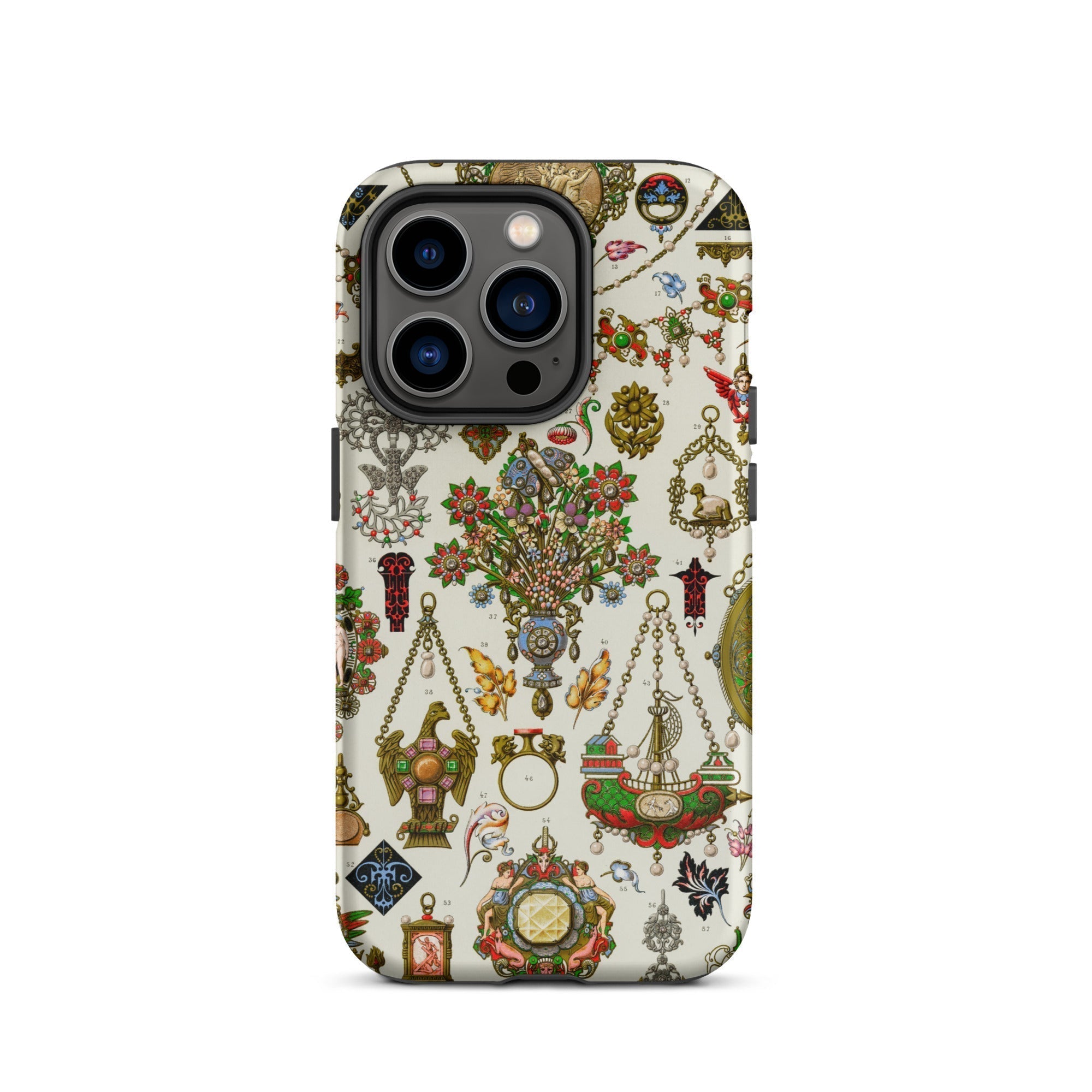French Jewelry Auguste Racinet Iphone Case, 14 Pro / Matte, Ornate Patterned Phone Case