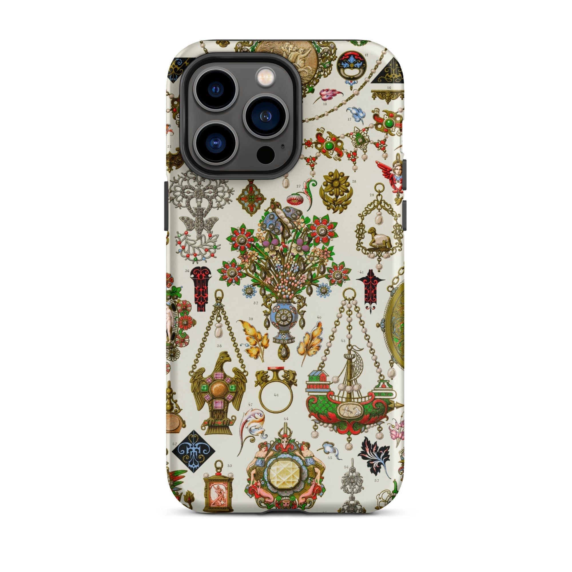 French Jewelry Auguste Racinet Iphone Case, 14 Pro Max / Matte, Ornate Patterned Phone Case