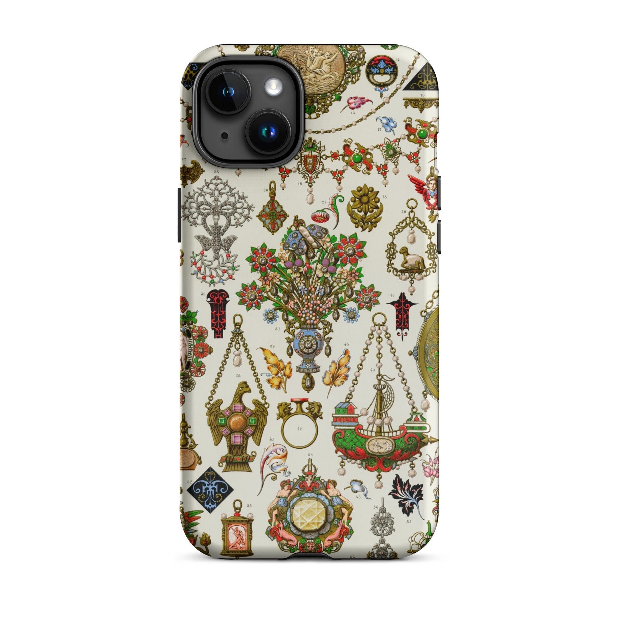 French Jewelry Auguste Racinet Iphone Case, 15 Plus / Matte, Ornate Patterned Phone Case