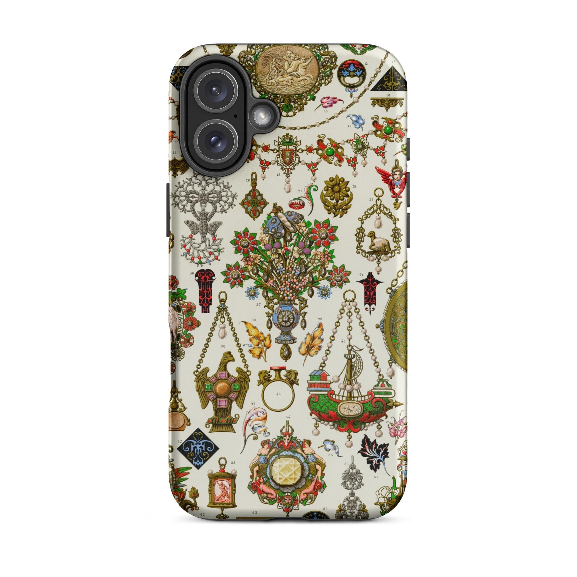 French Jewelry Auguste Racinet Iphone Case, 16 Plus / Matte, Ornate Patterned Phone Case