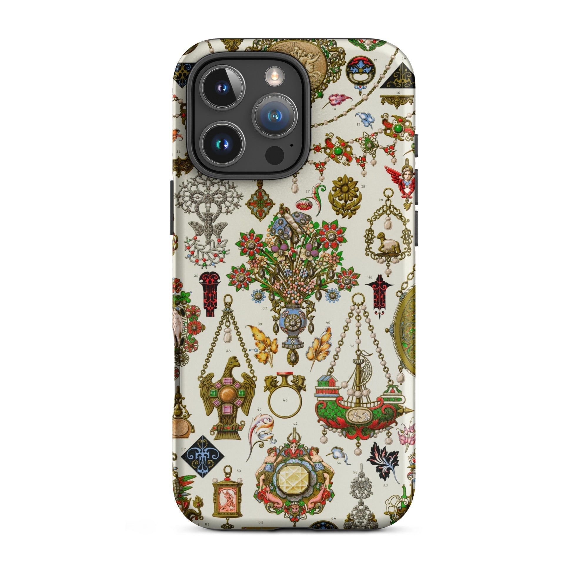 French Jewelry - Auguste Racinet Iphone Case, 16 Pro Max / Matte, Ornate Patterned Phone Case