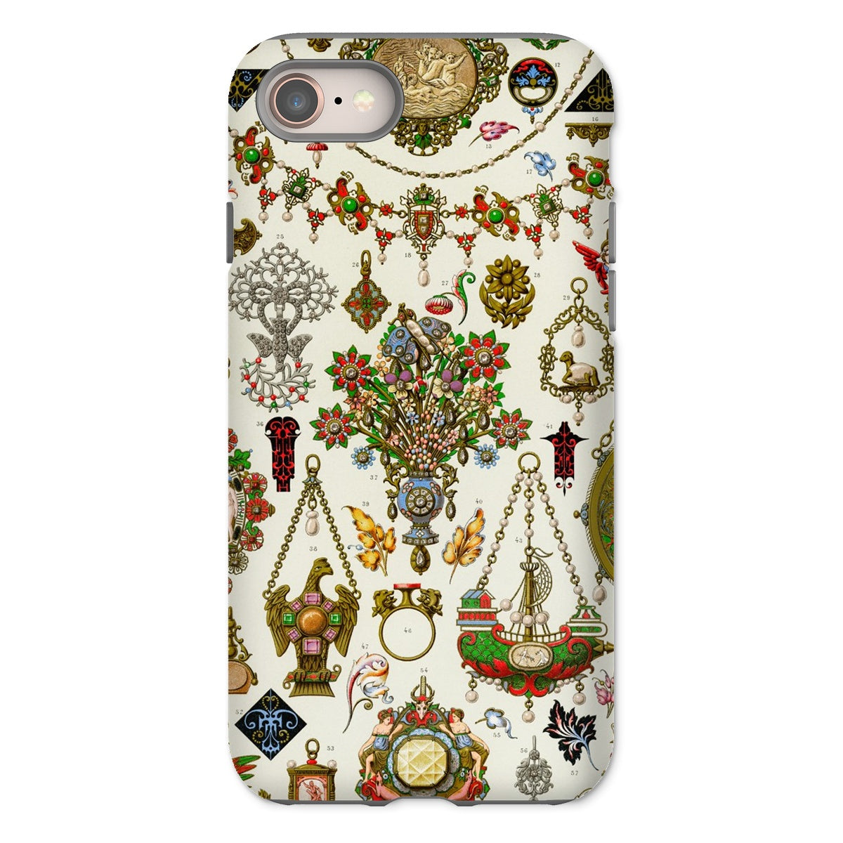 French Jewelry Auguste Racinet Iphone Case, 8 / Matte, Ornate Phone Case Collage Vintage Jewelry Decorative Objects