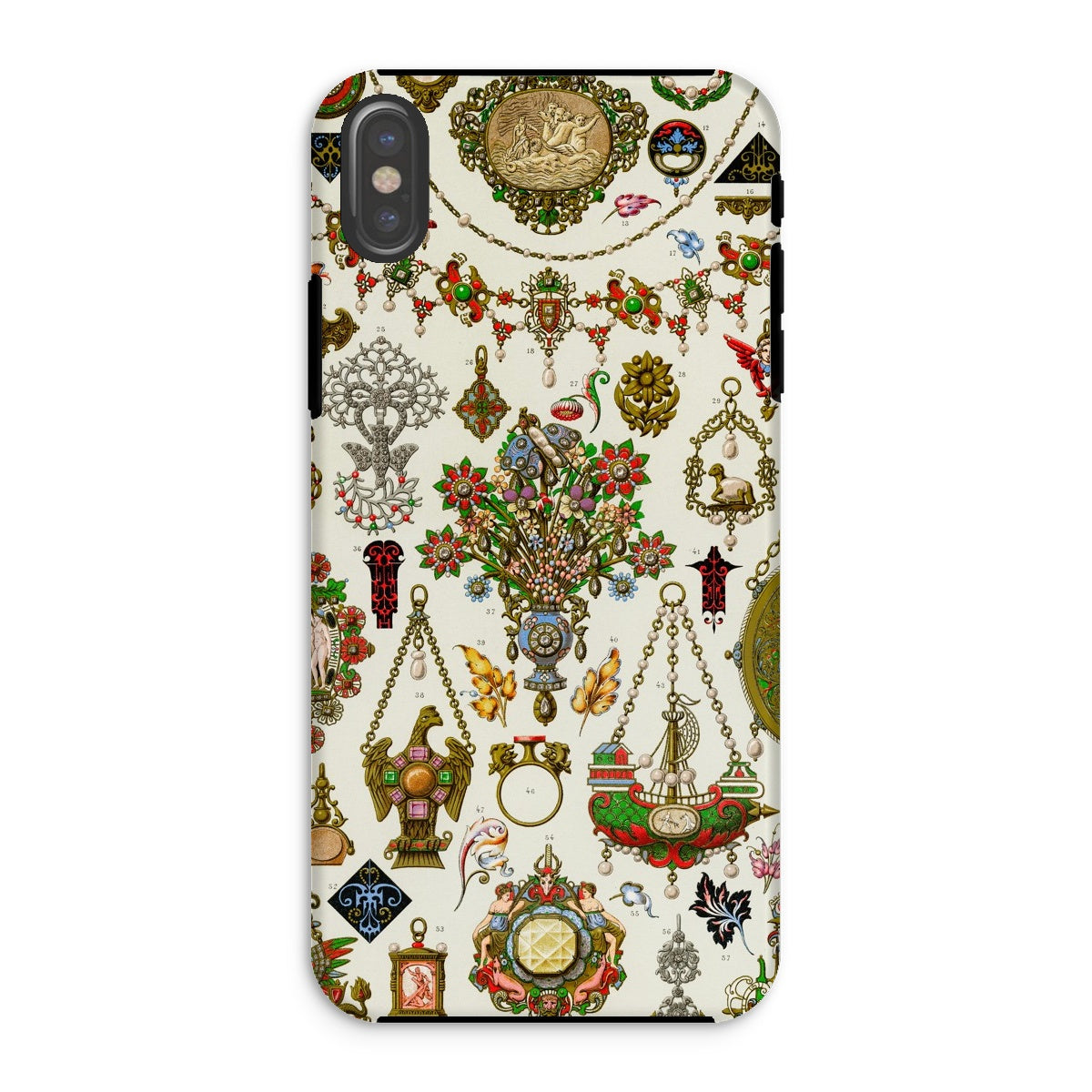 French Jewelry Auguste Racinet Iphone Case, Xs / Matte, Ornate Phone Case Collage Vintage Jewelry Decorative Objects
