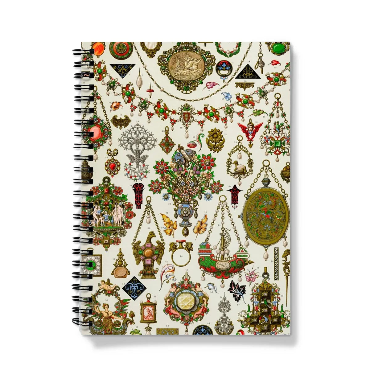 French Jewelry By Auguste Racinet Notebook - A5 / Graph - Notebooks & Notepads - Aesthetic Art