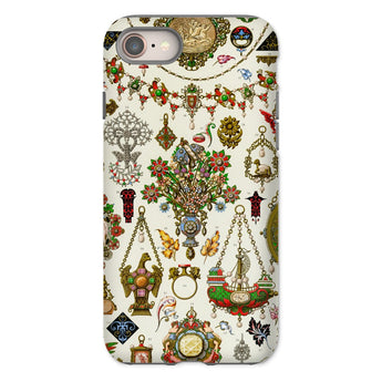 French Jewelry - Auguste Racinet Phone Case Iphone 8 / Matte Ornate Phone Case Collage Vintage Jewelry Decorative Objects Auguste Racinet’s