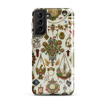 French Jewelry - Auguste Racinet Samsung Case, Galaxy S21 Plus / Matte, White Phone Case Colorful Vintage Jewelry Design