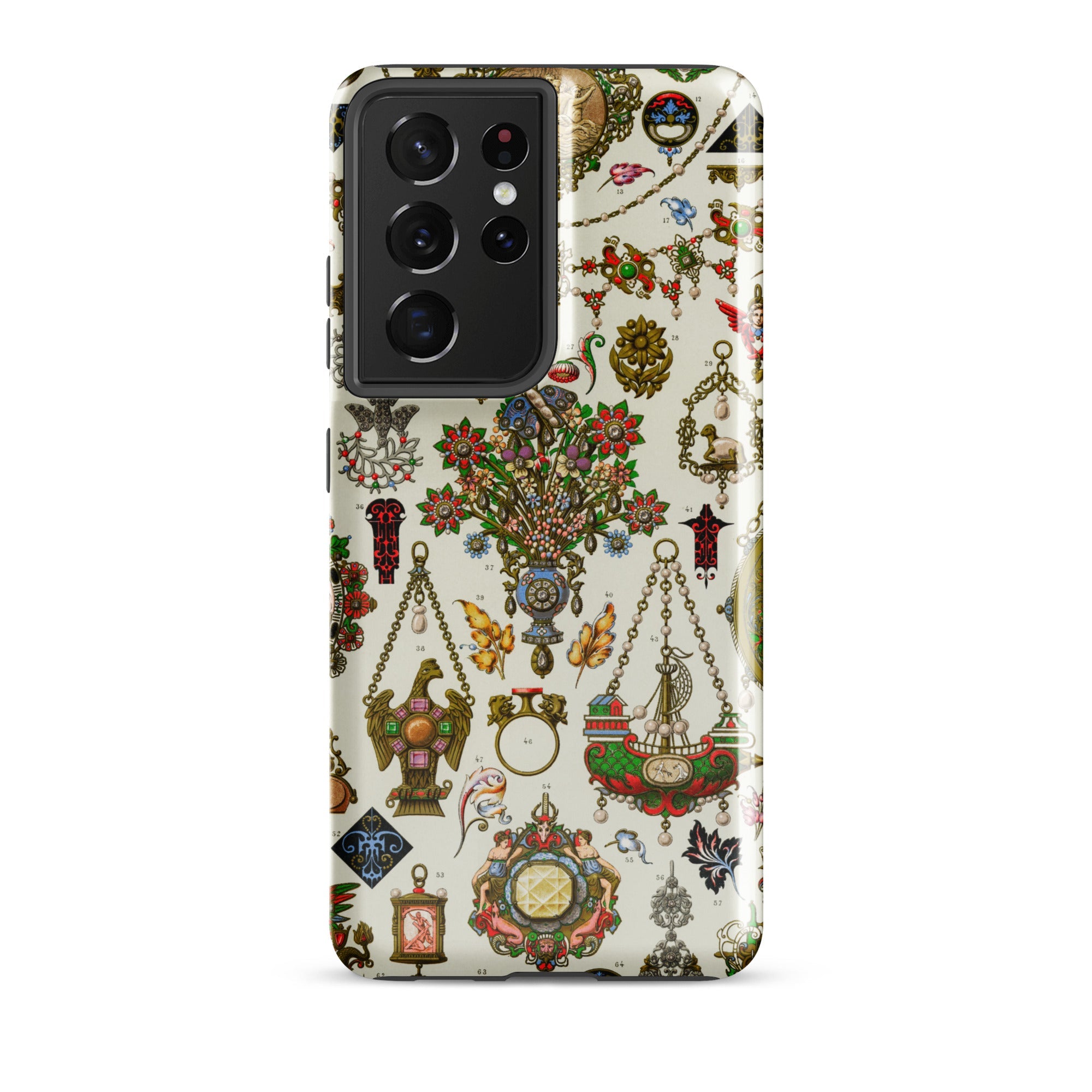 French Jewelry - Auguste Racinet Samsung Case, Galaxy S21 Ultra / Matte, White Phone Case Vintage Jewelry Pattern