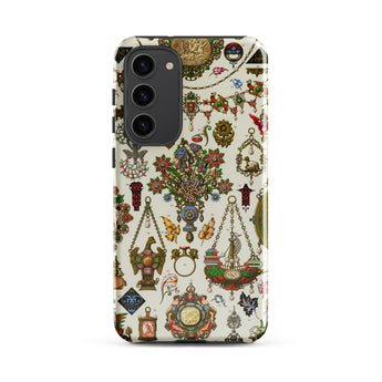 French Jewelry - Auguste Racinet Samsung Case, Galaxy S23 Plus / Matte, White Phone Case Adorned Vibrant Intricate Pattern Antique