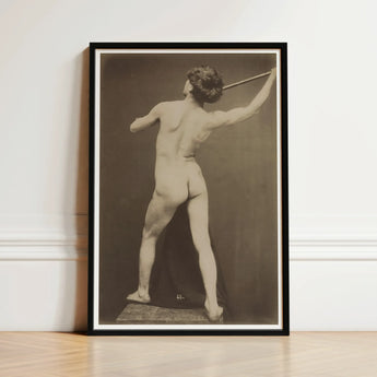 French Male Nude - Gaudenzio Marconi Art Print / Canvas Black-framed Vintage Sepia-toned Photographic Figure, Guglielmo Marconi’s Albumen,