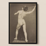 French Male Nude - Gaudenzio Marconi Art Print / Canvas Black-framed Sepia-toned Photographic Figure Athletic, Guglielmo Marconi’s Albumen,