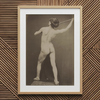 French Male Nude - Gaudenzio Marconi Art Print / Canvas Framed Black-and-white Photograph Figure Athletic Pose, Guglielmo Marconi’s