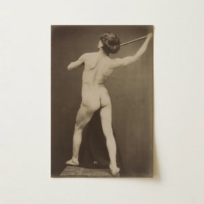 French Male Nude - Gaudenzio Marconi Art Print / Canvas Sepia-toned Photographic Figure Athletic Pose, Guglielmo Marconi’s Albumen, Silver,