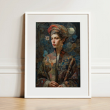 Freyja - Surreal Norse Goddess Art Print / Canvas Framed Portrait Woman Ornate Patterned Garment Intricate Tattoos Norse Realms Unfurls,