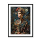 Freyja Surreal Norse Goddess Art Print, Portrait Painting Figure Ornate Floral Jacket Red Turban Style