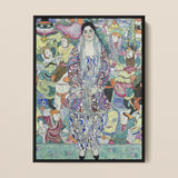Friederike Maria Beer - Gustav Klimt Portrait Framed Canvas, Colorful Painting Woman Ornate Dress Surrounded Stylized Figures