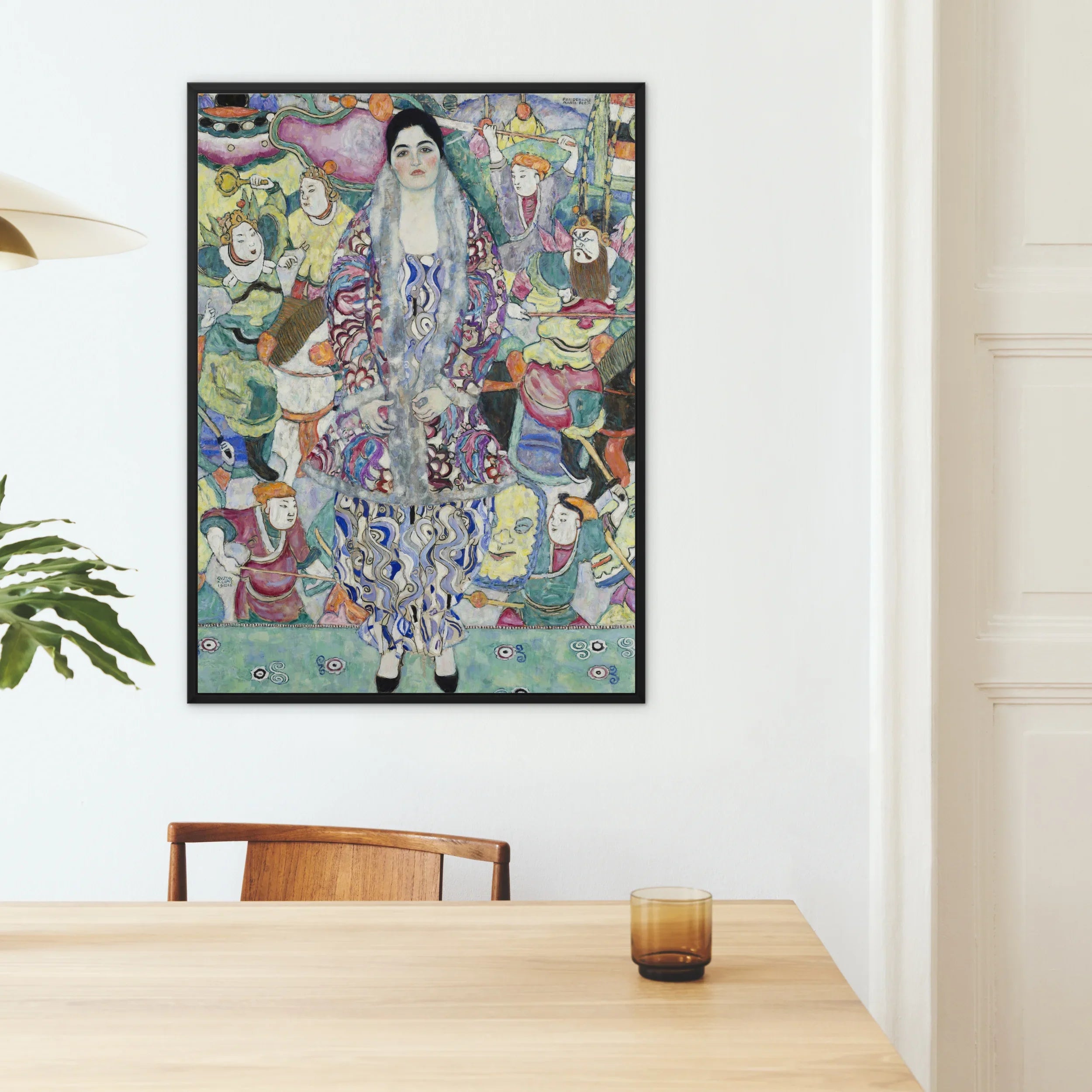 Friederike Maria Beer - Gustav Klimt Portrait Framed Canvas, Framed Gustav Klimt Painting Figure Ornate Patterned Dress