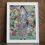 Friederike Maria Beer - Gustav Klimt Symbolist Art Print / Canvas Vibrant Framed Artwork Central Figure Ornate Patterned Gown Gustav Klimt,