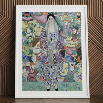 Friederike Maria Beer - Gustav Klimt Symbolist Art Print / Canvas Vibrant Framed Artwork Central Figure Ornate Patterned Gown Gustav Klimt,