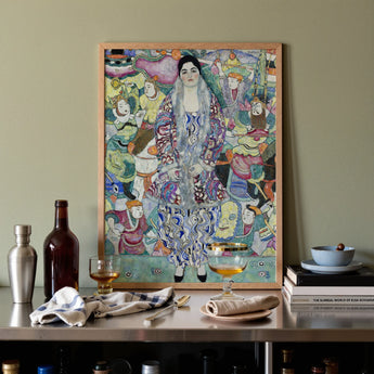 Friederike Maria Beer - Gustav Klimt Symbolist Art Print / Canvas Vibrant Surreal Portrait Light Wood Frame Depicts Central Gustav Klimt,