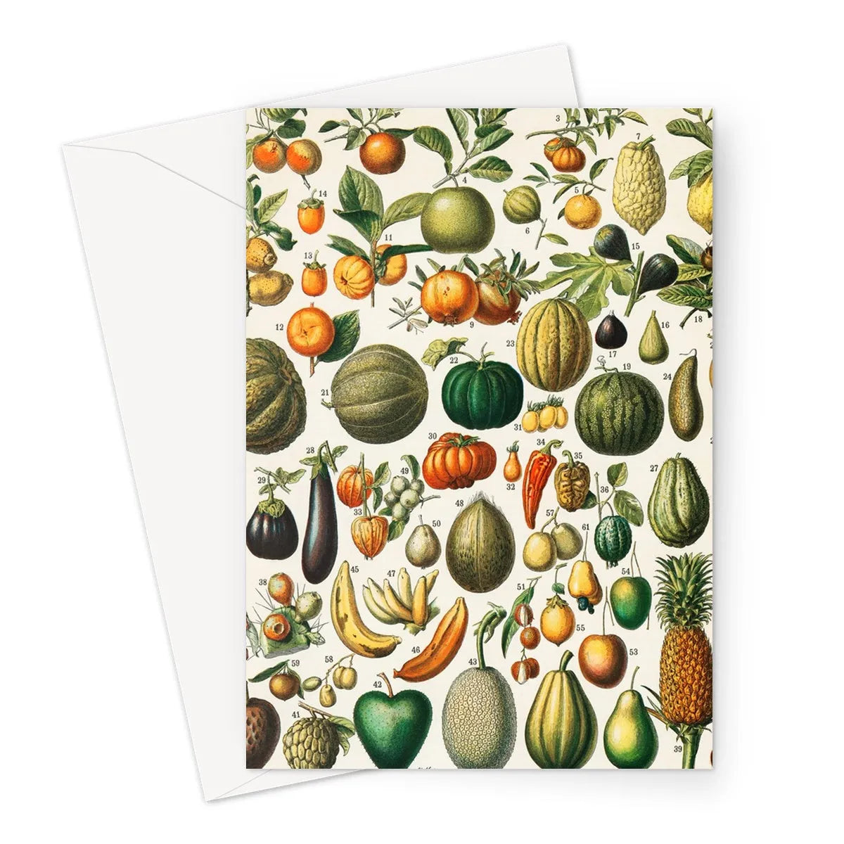 Fruits And Vegetables From Nouveau Larousse Illustre By Larousse Pierre Augé And Claude Greeting Card - A5 Portrait