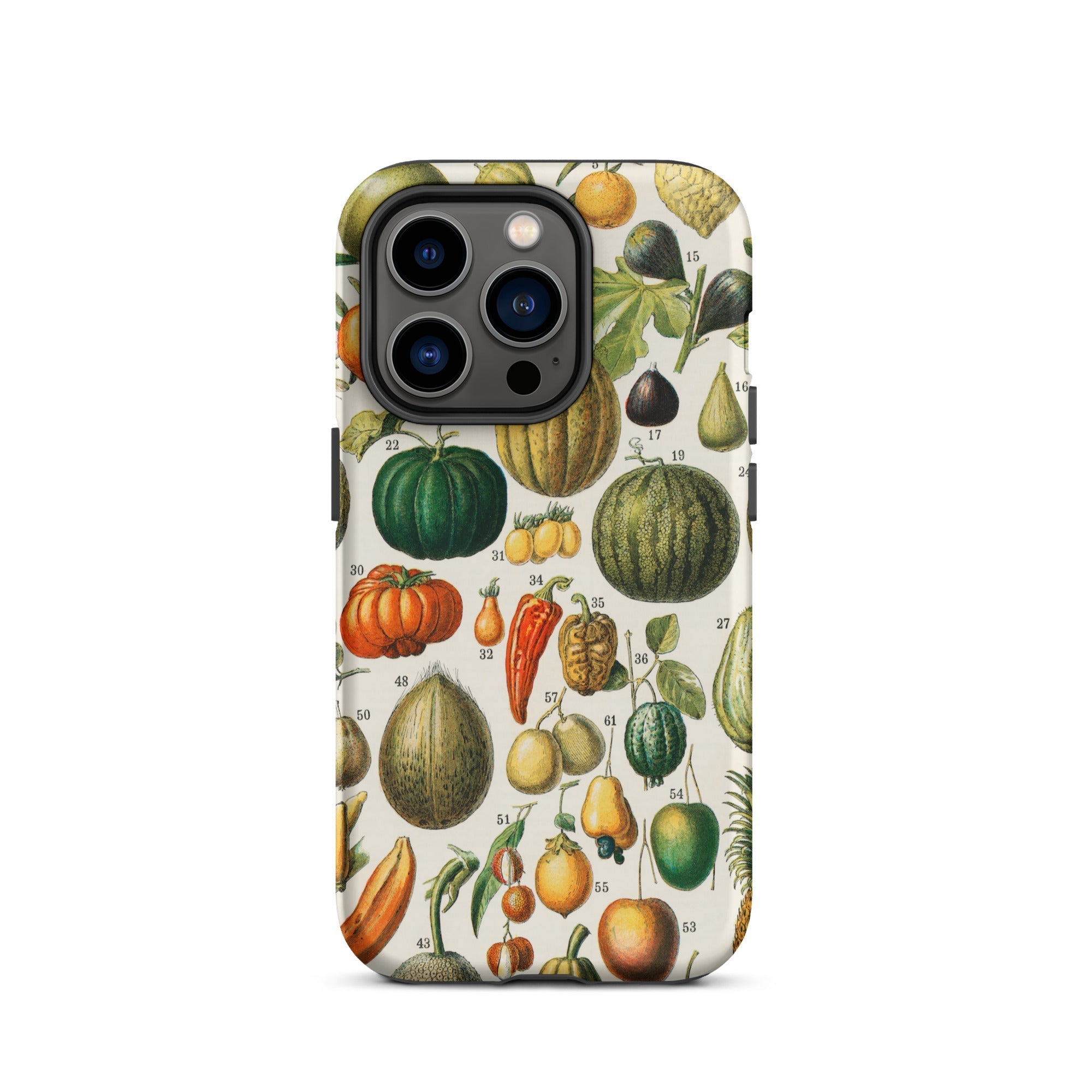 Fruits & Vegetables Nouveau Larousse Iphone Case, 14 Pro / Matte, Iphone Case Vintage Fruit Vegetable Illustrations