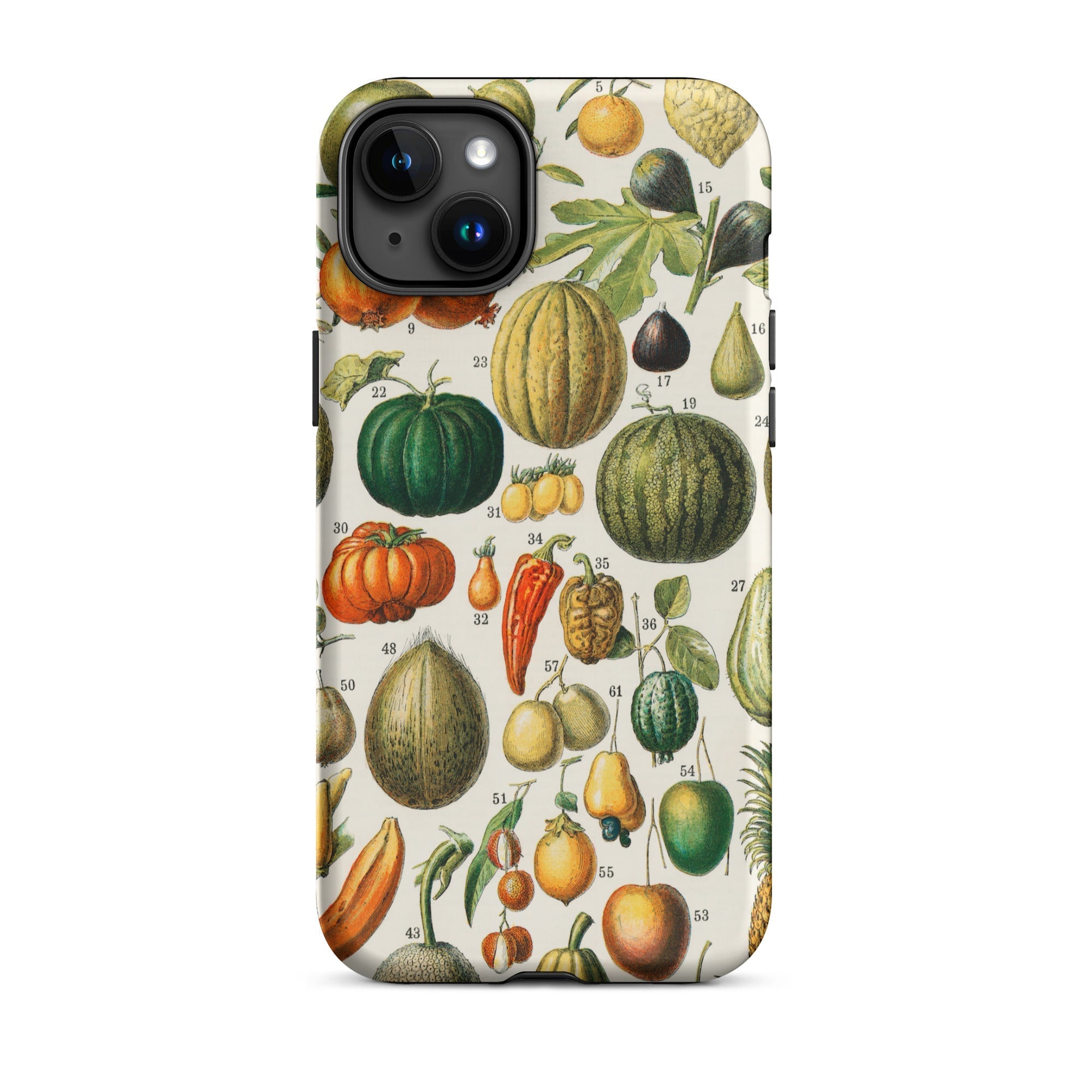 Fruits & Vegetables Nouveau Larousse Iphone Case, 15 Plus / Matte, Iphone Case Vintage Fruit Vegetable Illustrations