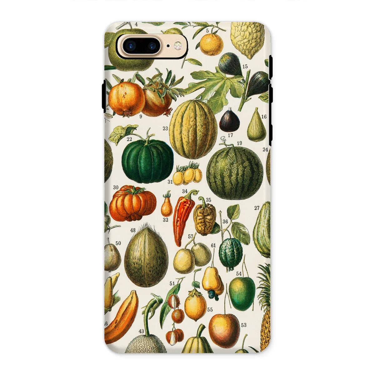 Fruits & Vegetables Nouveau Larousse Iphone Case, 8 Plus / Matte, Phone Case Colorful Botanical Illustration Fruits Vegetables