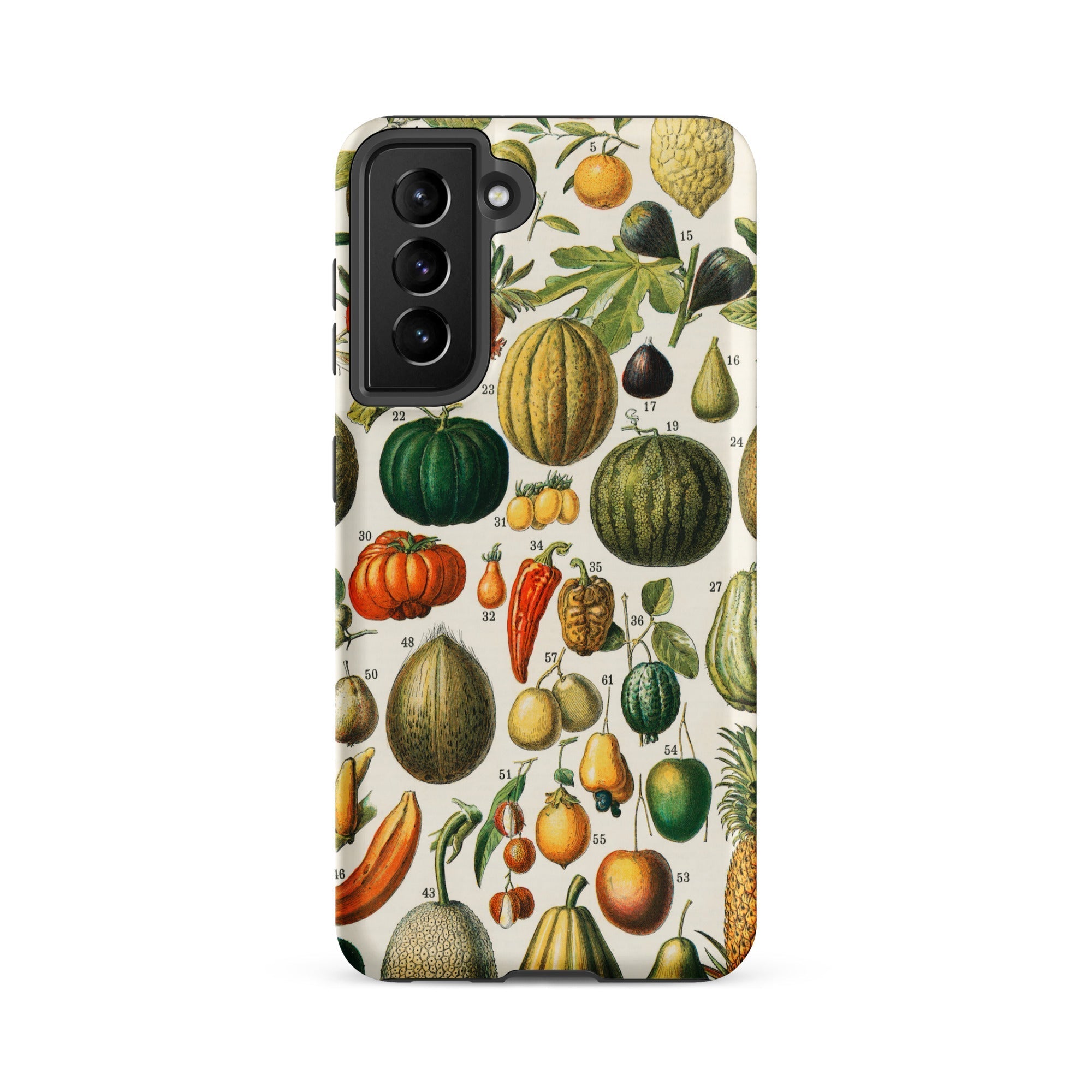 Fruits & Vegetables Nouveau Larousse Samsung Case, Galaxy S21 Fe / Matte, White Smartphone Case Vintage Botanical Print Fruits Vegetables